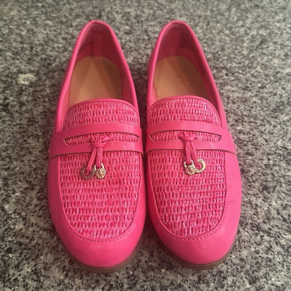 Anne Klein “Barbie” pink loafers with silver detailing. Brand new condition.
